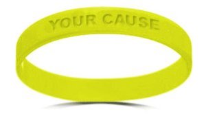 Customize these silicone bracelets with your colors, logo, phrase and cause